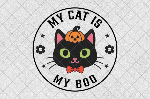 My Cat is My Boo Ghost Halloween Cat PNG