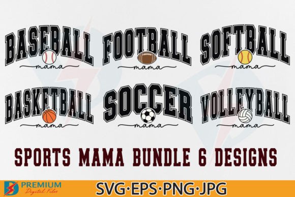 Sports Mama SVG Bundle, Sports Mom PNG